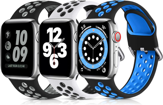3 Pack Sport Bands Compatible with Apple Watch Band 44Mm 46Mm 45Mm 42Mm 49Mm Men Women,Soft Silicone Breathable Band for Iwatch SE Ultra 3 2 for Iwatch Series 11 10 9 8 7 6 5 4 3 2 1